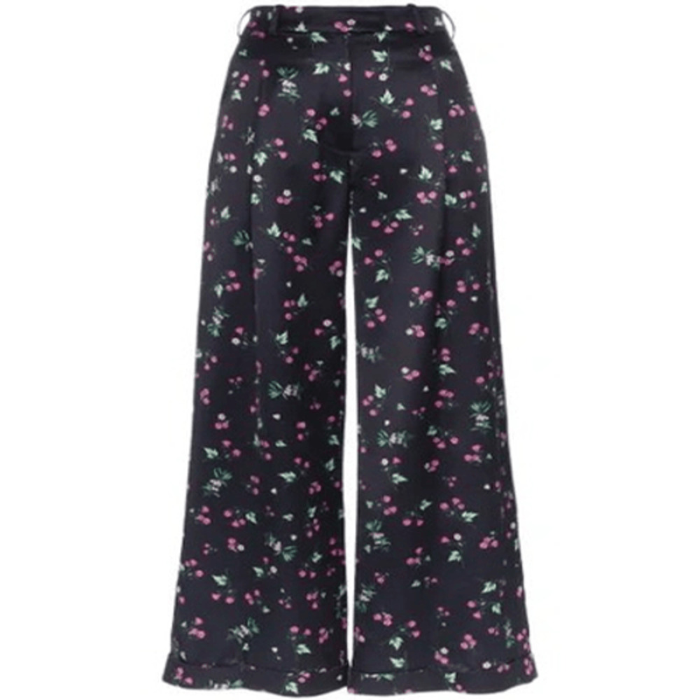 Racil NWT Mama High Waist Floral Print Trousers in Midnight Blue Sz FR 38/US 10
